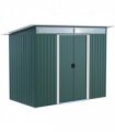Pent Roofed Metal Shed Foundation Vent 260x133x200cm Sliding Door Green