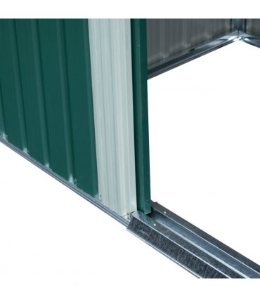 Pent Roofed Metal Shed Foundation Vent 260x133x200cm Sliding Door Green