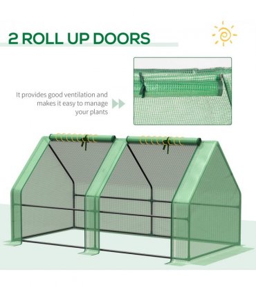 Mini Small Greenhouse Steel Frame & PE Cover & Zip Window 180x90x90cm