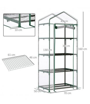 Greenhouse 4 Tiers Mini Portable Metal Frame Transparent 160x70x50cm