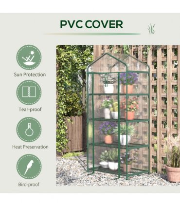 Greenhouse 4 Tiers Mini Portable Metal Frame Transparent 160x70x50cm