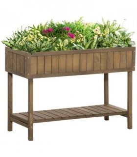 Wooden Raised Bed Container Garden Plant Stand 8 Boxes 110x46x76cm Brown