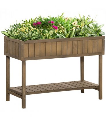 Wooden Raised Bed Container Garden Plant Stand 8 Boxes 110x46x76cm Brown
