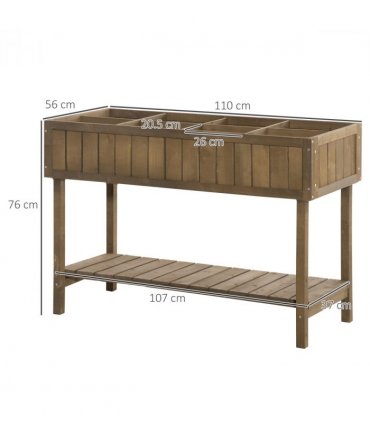 Wooden Raised Bed Container Garden Plant Stand 8 Boxes 110x46x76cm Brown