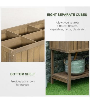 Wooden Raised Bed Container Garden Plant Stand 8 Boxes 110x46x76cm Brown