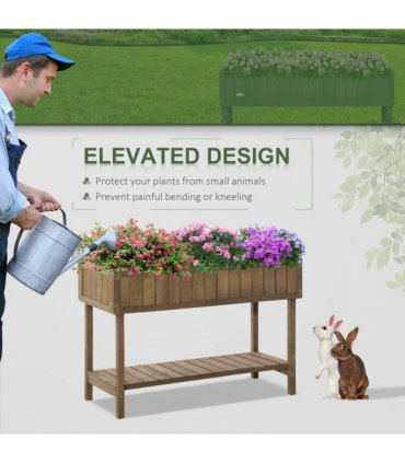 Wooden Raised Bed Container Garden Plant Stand 8 Boxes 110x46x76cm Brown
