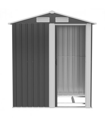 Outdoor Storage Shed, Sliding Door, Sloped Roof, Metal, Grey, 152 x 132 x 188 cm