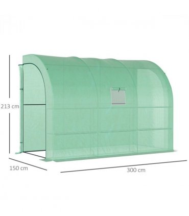 Greenhouse   PE   Cover  and 3-Tier Shelves, Green, 300x150x213 cm