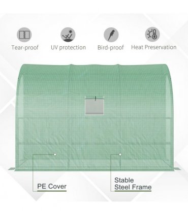 Greenhouse   PE   Cover  and 3-Tier Shelves, Green, 300x150x213 cm