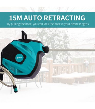 DURHAND 15 m Water Hose Reel-Black/Green