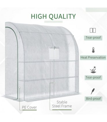 Greenhouse White 200cm x 100cm x 215cm Tropical Plants Vegetables Flowers