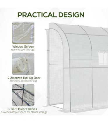 Greenhouse White 200cm x 100cm x 215cm Tropical Plants Vegetables Flowers
