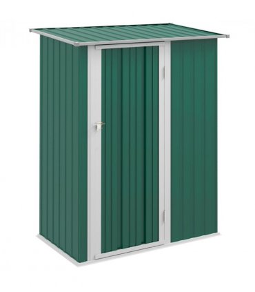 4.7ft x 2.8ft Garden Shed Steel Sloped Roof Door w/ Latch Green