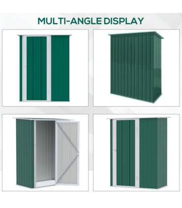 4.7ft x 2.8ft Garden Shed Steel Sloped Roof Door w/ Latch Green