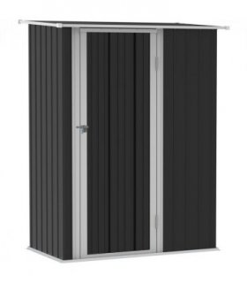 Garden Storage Shed, Sloped Roof, Lockable Door Grey, 142 x 84 x 189cm