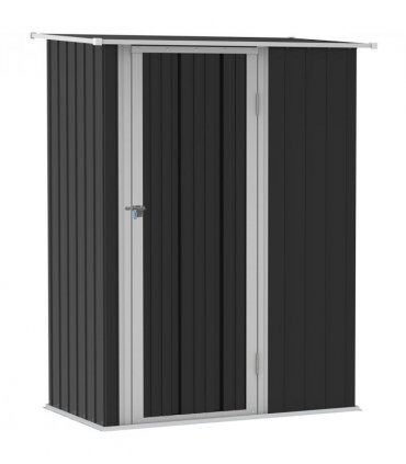 Garden Storage Shed, Sloped Roof, Lockable Door Grey, 142 x 84 x 189cm