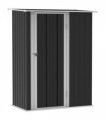 Garden Storage Shed, Sloped Roof, Lockable Door Grey, 142 x 84 x 189cm