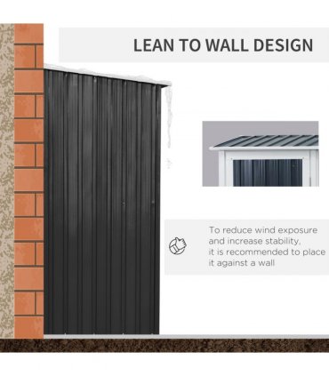 Garden Storage Shed, Sloped Roof, Lockable Door Grey, 142 x 84 x 189cm