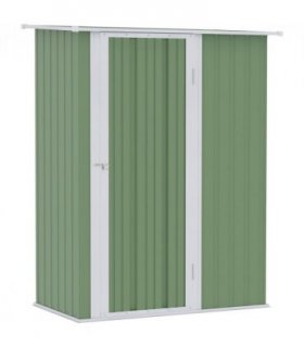 Garden Storage Shed, Sloped Roof, Lockable Door Green, 142x84x189cm