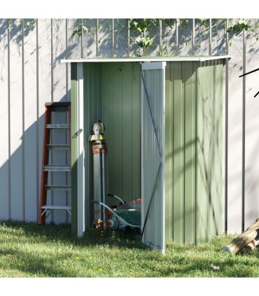Garden Storage Shed, Sloped Roof, Lockable Door Green, 142x84x189cm
