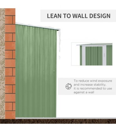 Garden Storage Shed, Sloped Roof, Lockable Door Green, 142x84x189cm