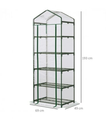 Steel 5 Tier Greenhouse OutdoorPortable Shed Metal Frame Transparent 69x49x193cm