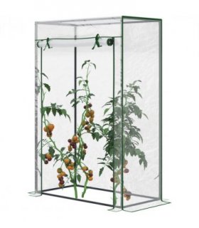 Greenhouse Steel PVC Green 100x50x150cm Outdoor Garden Tall Narrow Roll-up Door
