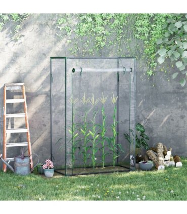 Greenhouse Steel PVC Green 100x50x150cm Outdoor Garden Tall Narrow Roll-up Door