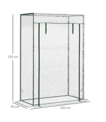 Greenhouse Steel PVC Green 100x50x150cm Outdoor Garden Tall Narrow Roll-up Door