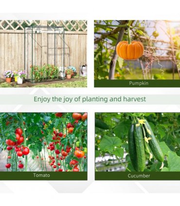 Greenhouse Steel PVC Green 100x50x150cm Outdoor Garden Tall Narrow Roll-up Door