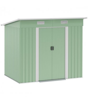6.8 x 4.3ft Outdoor Garden Storage Shed, Tool Storage Box Green 6.8x4.3ft