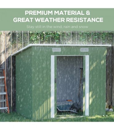 6.8 x 4.3ft Outdoor Garden Storage Shed, Tool Storage Box Green 6.8x4.3ft