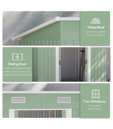 6.8 x 4.3ft Outdoor Garden Storage Shed, Tool Storage Box Green 6.8x4.3ft