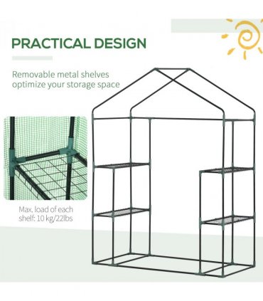 Greenhouse WalkIn PE Cover Green 141cm x 72cm x 191cm 2 Tier Shelf Roll-Up Door