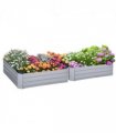 Raised Garden Bed Grey Galvanized Steel 100cm x 100cm x 30cm Set of 2