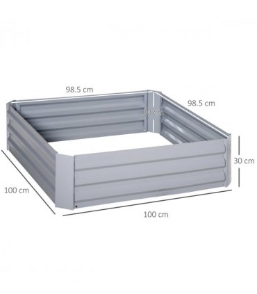 Raised Garden Bed Grey Galvanized Steel 100cm x 100cm x 30cm Set of 2