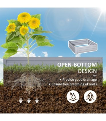 Raised Garden Bed Grey Galvanized Steel 100cm x 100cm x 30cm Set of 2