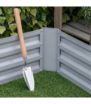 Raised Garden Bed Grey Galvanized Steel 100cm x 100cm x 30cm Set of 2