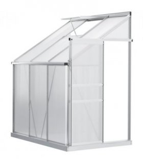6 x 4ft Polycarbonate Greenhouse Aluminum Roof Vent, Rain Gutter Sliding Door,