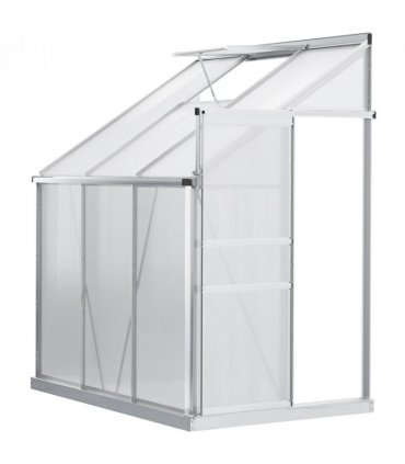 6 x 4ft Polycarbonate Greenhouse Aluminum Roof Vent, Rain Gutter Sliding Door,