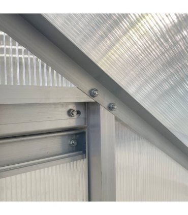 6 x 4ft Polycarbonate Greenhouse Aluminum Roof Vent, Rain Gutter Sliding Door,