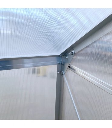 6 x 4ft Polycarbonate Greenhouse Aluminum Roof Vent, Rain Gutter Sliding Door,