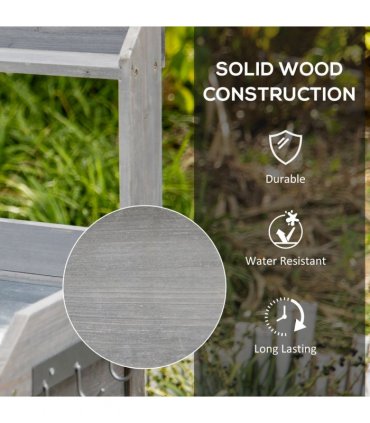 Garden Potting Workstation Bench w/ Galvanized Metal Tabletop