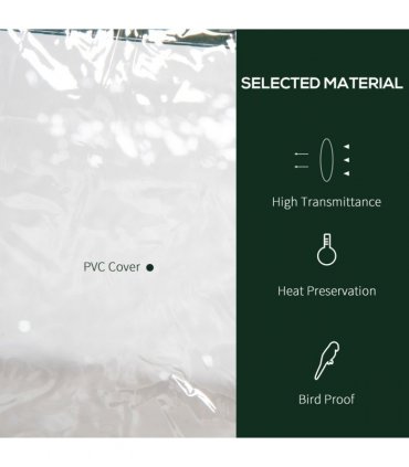 3 Tier Mini Greenhouse Roll Up Door Wire Shelves, 69x49x125cm, Clear