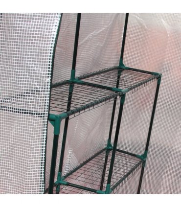 Greenhouse 143cmx143cmx195cm Green PE Cover 2 Tier Shelf Outdoor Gardening