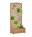 Garden Wooden Planter Box Brown Solid Wood 76x36x170cm with Trellis
