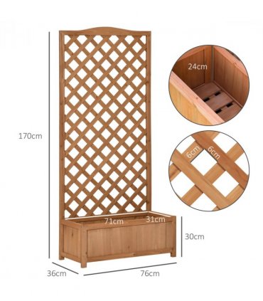 Garden Wooden Planter Box Brown Solid Wood 76x36x170cm with Trellis