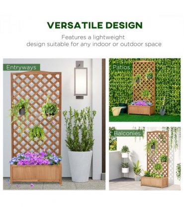 Garden Wooden Planter Box Brown Solid Wood 76x36x170cm with Trellis