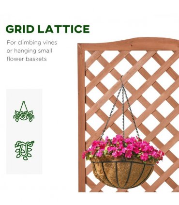 Garden Wooden Planter Box Brown Solid Wood 76x36x170cm with Trellis
