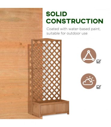 Garden Wooden Planter Box Brown Solid Wood 76x36x170cm with Trellis